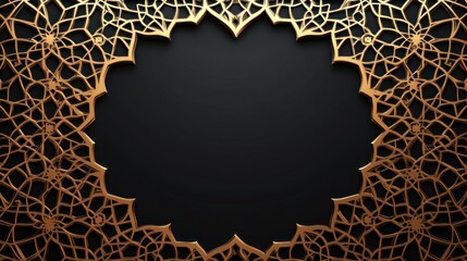 Golden Intricate Mandala Design Frame On Black Background