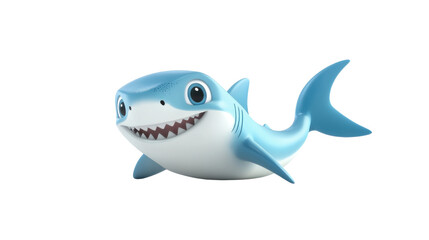 3D rendering of a cartoon great white shark isolated on white background 