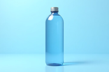 Minimalist Blue Water Bottle on Blue Background