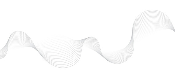 Abstract gray wave dynamic curve lines on transparent background with flowing particles. Digital energy waves technology concept. Modern backdrop design for business, presentation, banner.