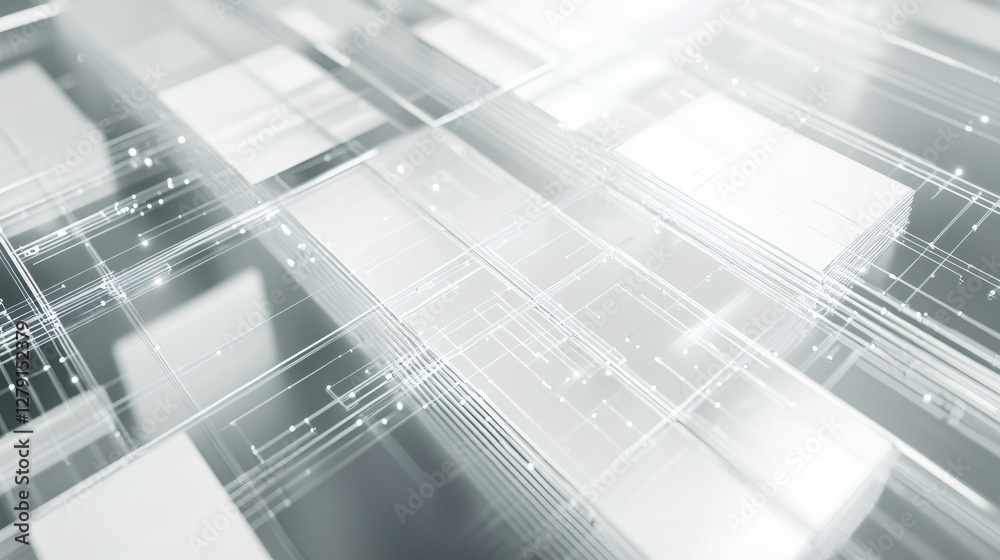 Aufkleber White lines connecting transparent panels form a futuristic network, perfect for technology and innovation-themed designs