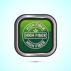 High fiber food icon design illustration. High fiber badge label vector design, Green color square button design