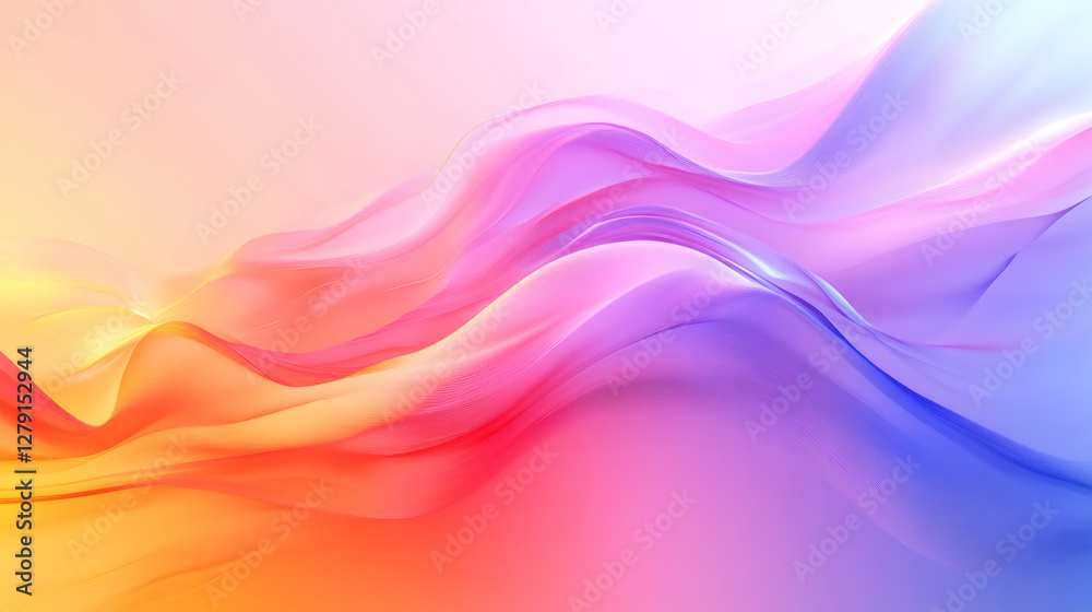 Poster Smooth and colorful abstract waves are creating a vibrant and dynamic background, perfect for various design projects