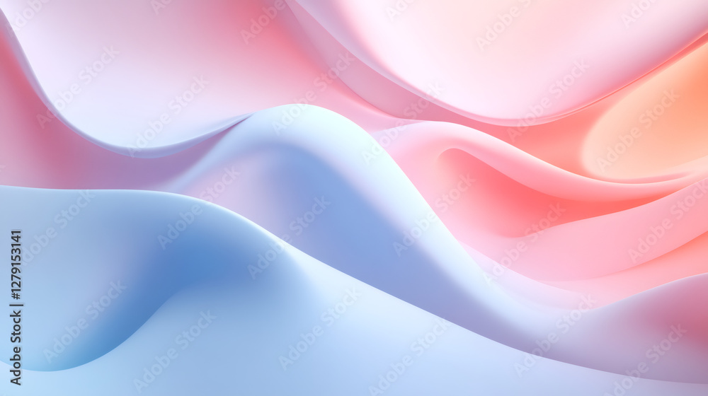 Aufkleber Soft pastel waves blending seamlessly, forming ethereal abstract pattern with fluid color transitions and artistic texture