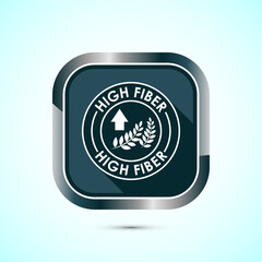 High fiber food icon design illustration. High fiber badge label vector design, Gray shadow button design