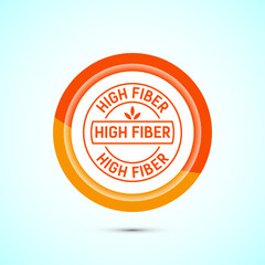 High fiber food icon design illustration. High fiber badge label vector design, Orange color button design