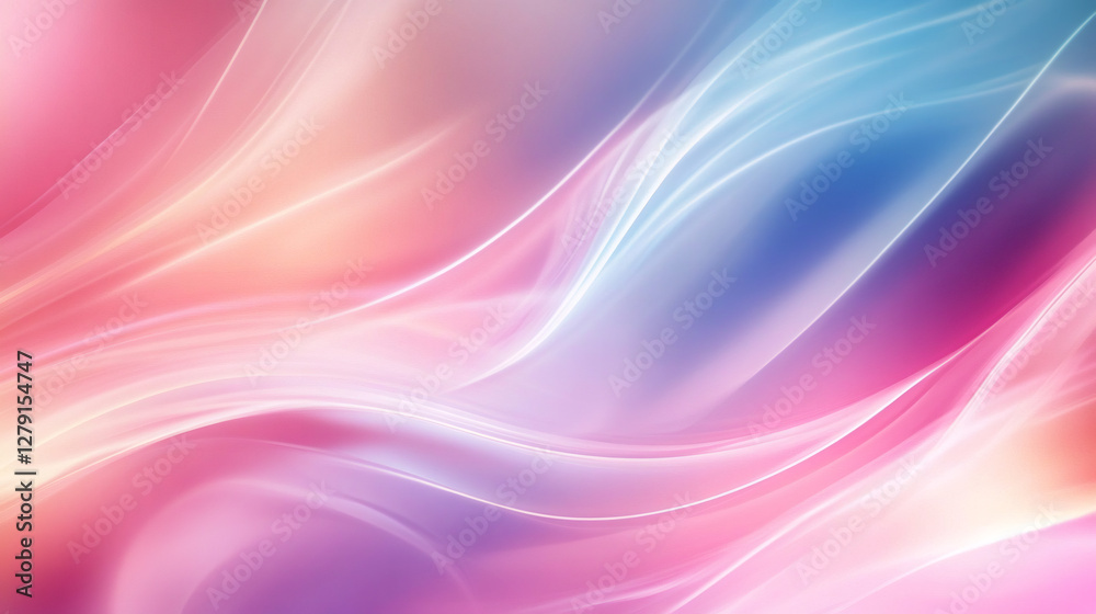 Poster Pastel colored abstract waves background with smooth lines flowing and blending, creating a soft and elegant design