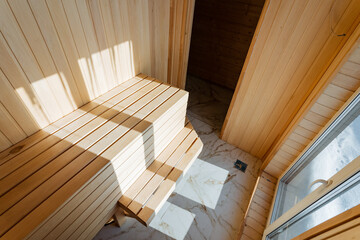 This beautifully crafted sauna is made of highquality wood, featuring a comfortable bench and a...