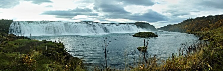 Iceland-panoramic view of the Faxi or Vatnsleysufoss waterfall on the Tungufljót river