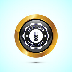 High fiber food icon design illustration. badge label vector design, Yellow color round button