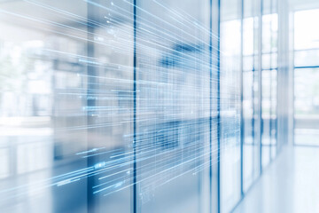 Futuristic display of holographic technology in a modern office environment showcasing dynamic data visualization