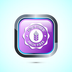 High fiber food icon design illustration. badge label vector design, Pink color square button design