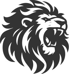 A lion baring its sharp teeth in anger animal silhouette vector