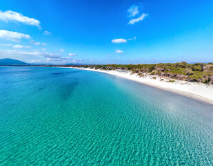 Aerial view of Maria Pia beach in Sardinia