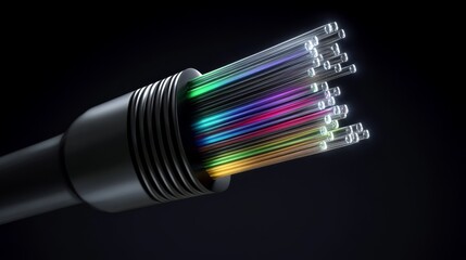Fiber Optic Cable Technology With Colorful Light
