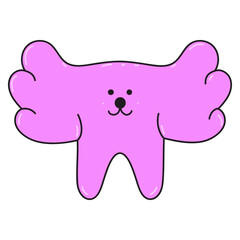 Bubble abstract shapes animal sticker. Dog. Funky balloon element  in trendy retro y2k style. Cartoon isolated vector illustration