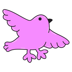 Bubble abstract shapes animal sticker. Bird. Funky balloon element  in trendy retro y2k style. Cartoon isolated vector illustration