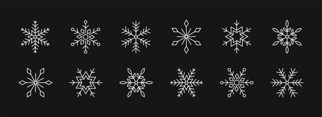Snowflake set on isolated background. Isolated snowflake collection.