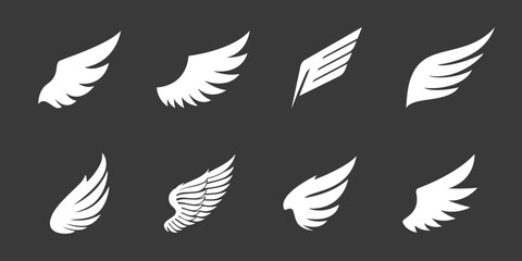 Fototapeta premium Wings icons set. Simple set of wings vector icons for web design on white background
