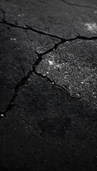 Obraz premium Detailed close up view of cracked asphalt surface texture