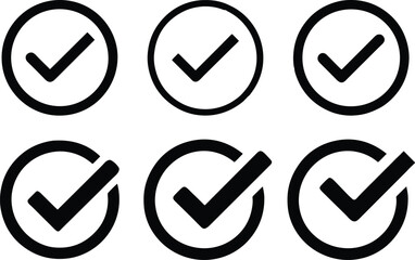 Collection of black checkbox icon isolated on white background
