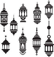 Ramadan Lanterns silhouette vector art illustration