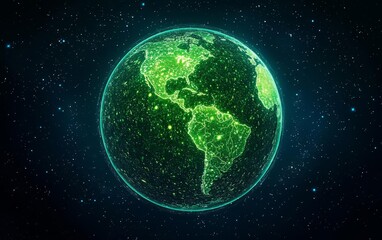 Fototapeta premium A glowing representation of Earth surrounded by a starry cosmos, showcasing beauty.