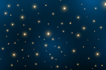 Sky night background design with glowing stars in the sky. Isolated night sky abstract background design vector. Dark galaxy background design with star and glow light effect. 
