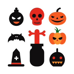 9 Set Halloween vector illustration icons