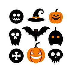 9 Set Halloween vector illustration icons