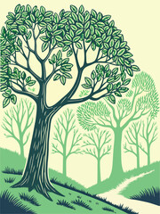 Obraz premium Natural beauty: elegant outlines of trees with lush green crowns