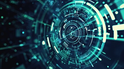 Futuristic digital interface, circular data display, abstract background, technology concept