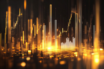 Digital financial landscape with glowing golden graphs and data visualizations, representing growth and investment opportunities in modern financial environment