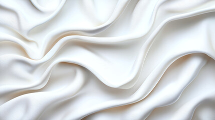 Fototapeta premium Soft white fabric with elegant folds and smooth texture, creating serene and calming atmosphere. Ideal for backgrounds or textile design