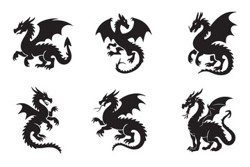 Silhouette Six Unique Dragon Illustrations