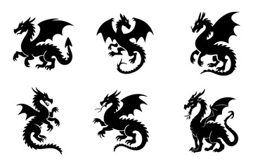 Silhouette Six Unique Dragon Illustrations
