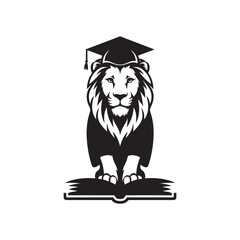 Lion with Graduation Cap Logo