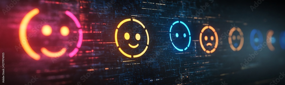Fototapete AI-driven emotion analysis dashboard with a futuristic glow, designed for interactive data visualization.