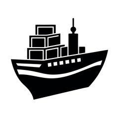 Obraz premium Cargo Ship Silhouette Vector Collection
