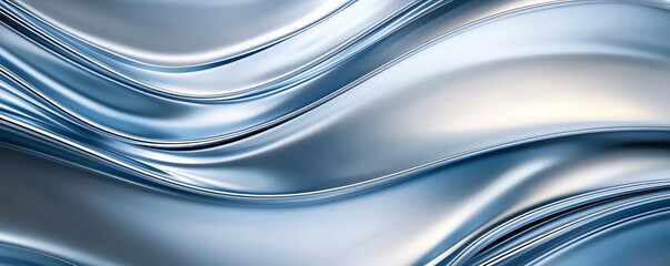 Shiny polished aluminum waves create smooth, reflective surface, showcasing blend of light and shadow. metallic texture adds depth and elegance to composition