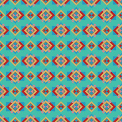 Fototapeta premium abstract seamless pattern geometric green red yellow wall floor carpet cover 