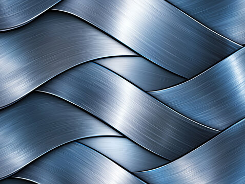Sleek metallic waves create dynamic and modern abstract design, showcasing shiny silver and gray tones with brushed texture