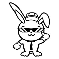 Bunny Sunglasses Cappy Tie Cool Cap Chill Suit Guy Design Lover Art Vector Illustration Card T-Shirt Poster Sticker Graphic Print Decorative Drawing Isolated Logo Decoration Symbol Creative Cool Style