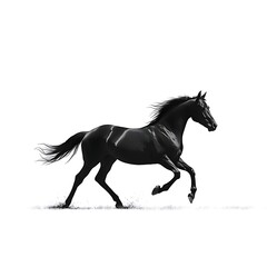 Fototapeta premium Flowing illustration mane black horse running picture
