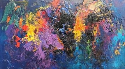 Abstract Colorful Impasto Oil Painting Texture