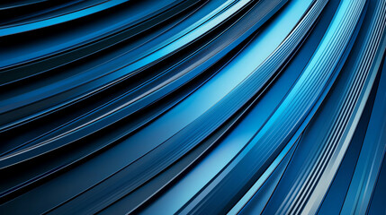 Obraz premium Sleek blue metallic waves create dynamic and modern background, perfect for technology or design themes. smooth lines and gradients evoke sense of motion and innovation