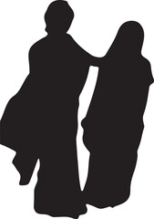 Vector Silhouette of Two Women Elegant Illustration