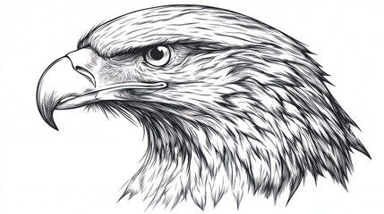 Majestic Eagle Head Profile Detailed Line Art