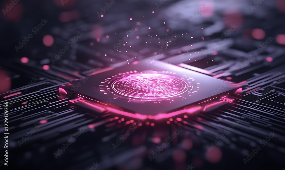 Poster AI-driven quantum cryptography interface showcasing futuristic technology concepts.