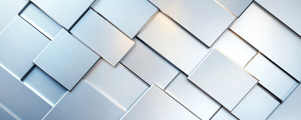 Shiny brushed stainless steel grid metal tile wall with modern design. reflective surface creates sleek and contemporary aesthetic, perfect for various applications